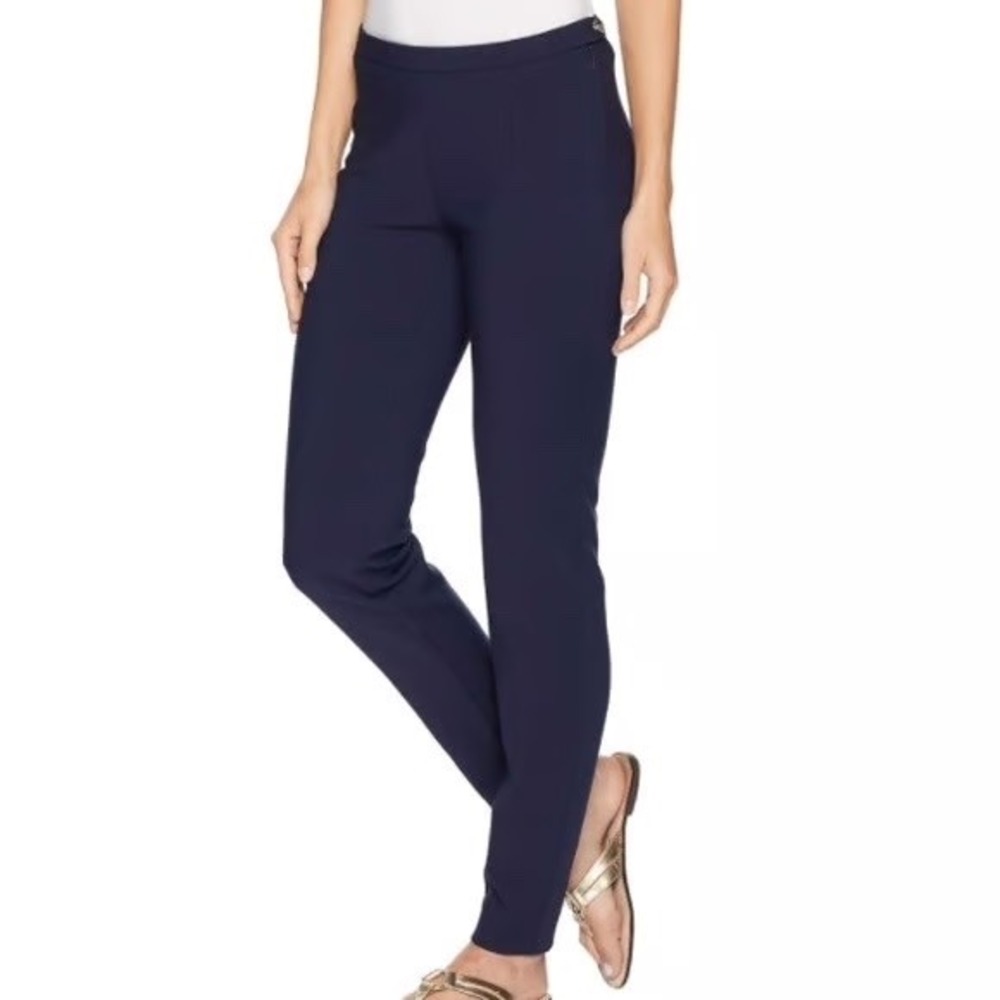 Lilly Pulitzer Alessia Stretch Dinner Pants Size 6 Navy‎ Blue Pleated Trousers